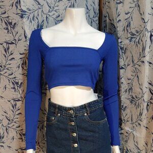 Cider blue long sleeve crop top never worn XS